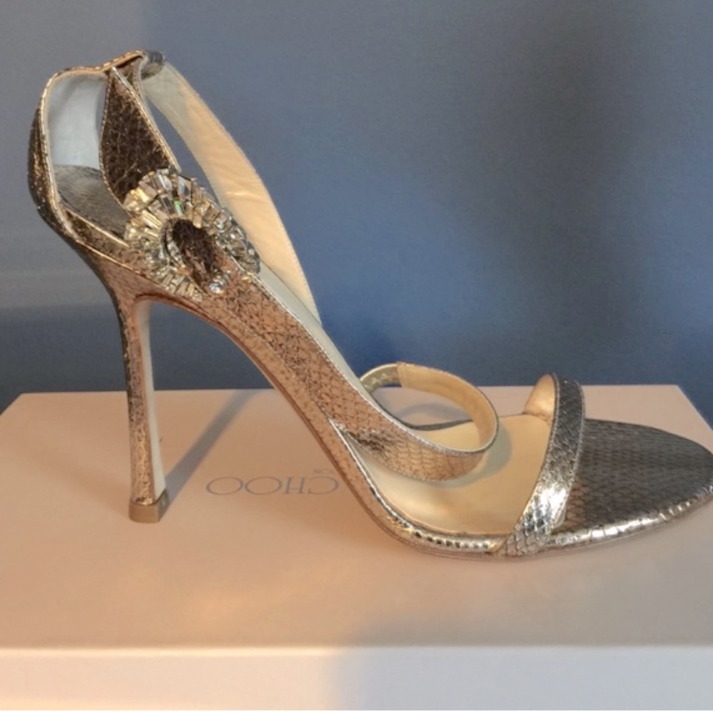 Jimmy Choo Snake skin gold evening sandals-Nwt